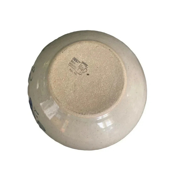 𝅺Great Bay Pottery N Hampton Glazed Clay Round Bowl Gray Green Blue 5"H x 8"D - Picture 3 of 12